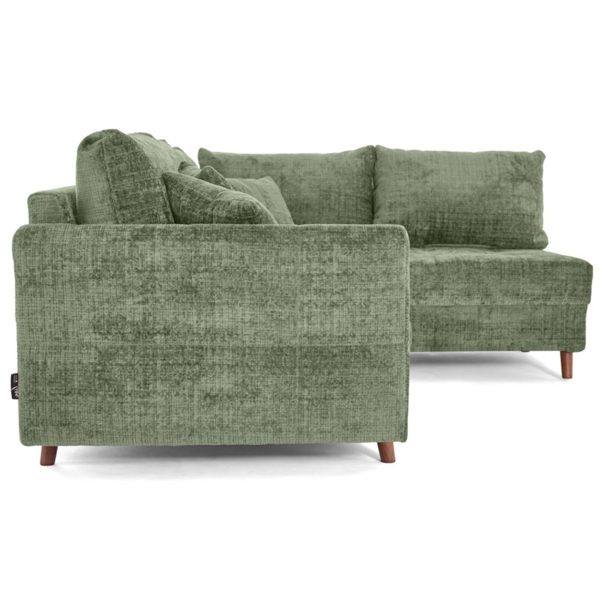 Rune - canapé d'angle droit 4 places en velours texturé - Vert sauge