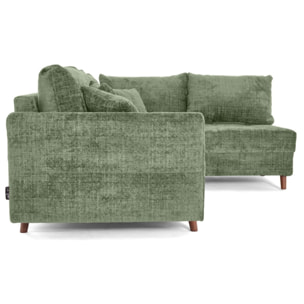 Rune - canapé d'angle droit 4 places en velours texturé - Vert sauge