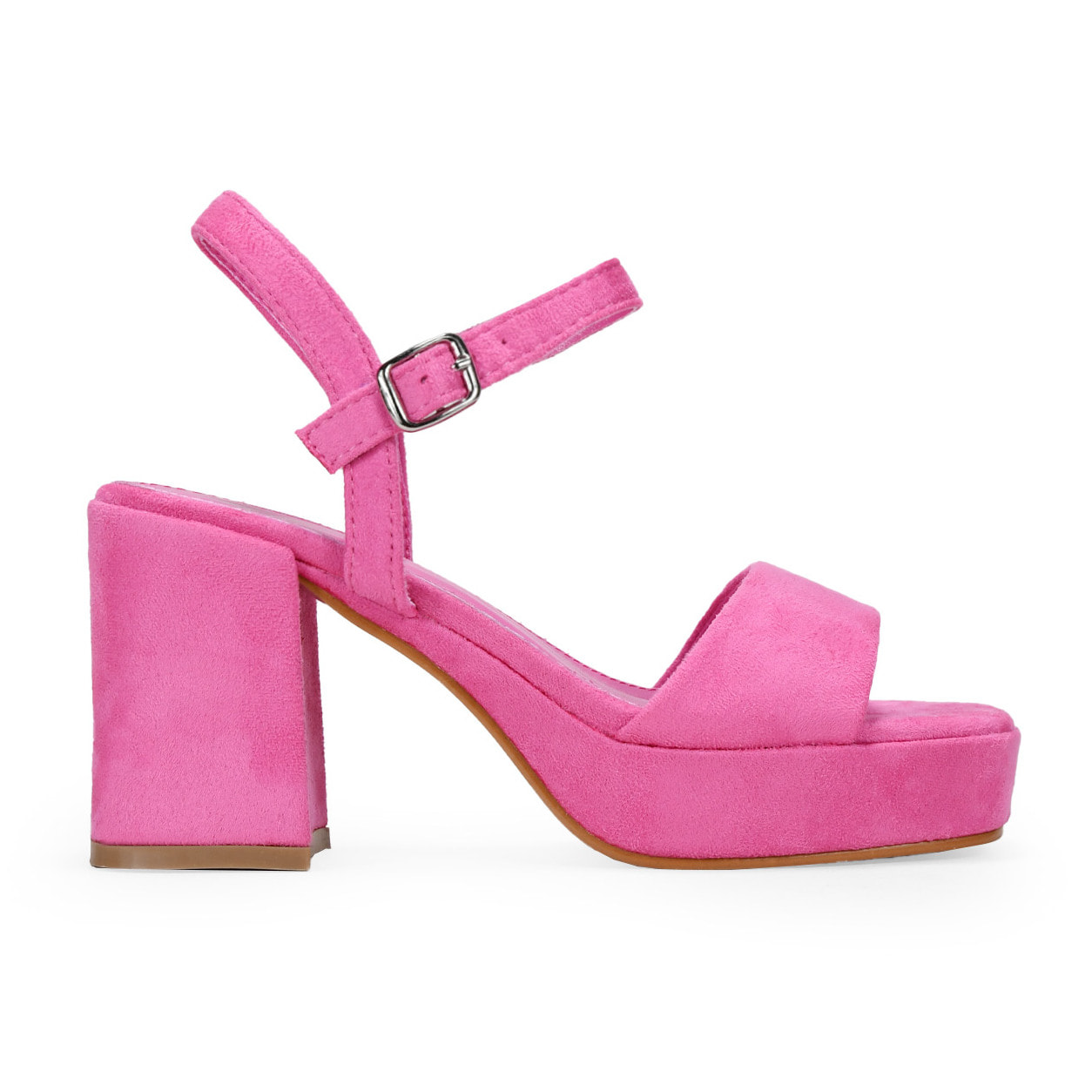 Sandalias de tacón cuadrado rosa