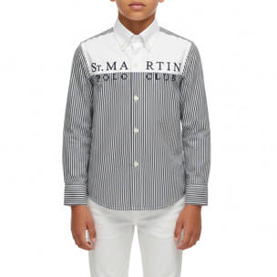 Camicia a righe con logo ricamato sul petto