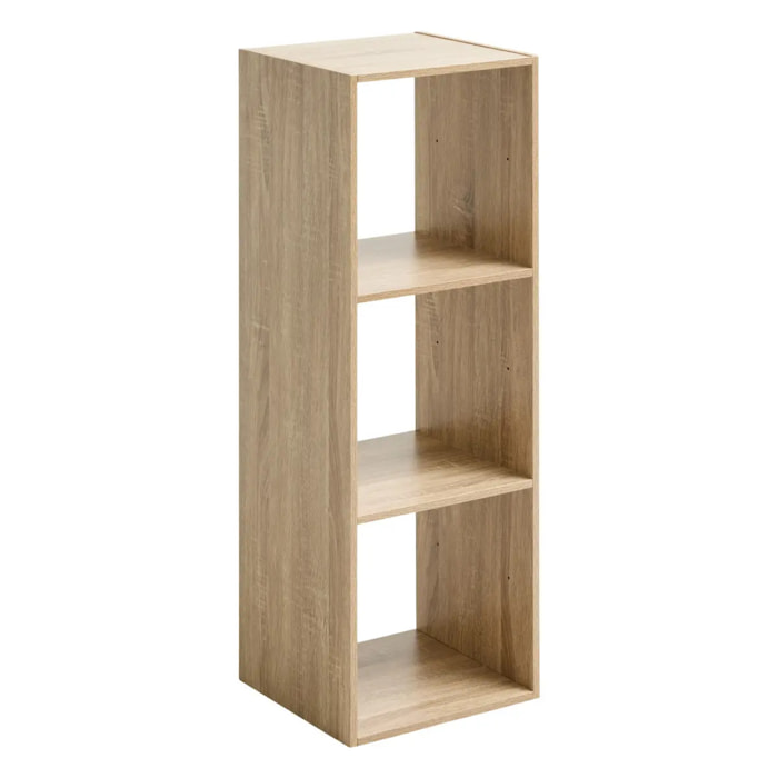 Étagère colonne 3 cases "Mix N' Modul" effet chêne naturel