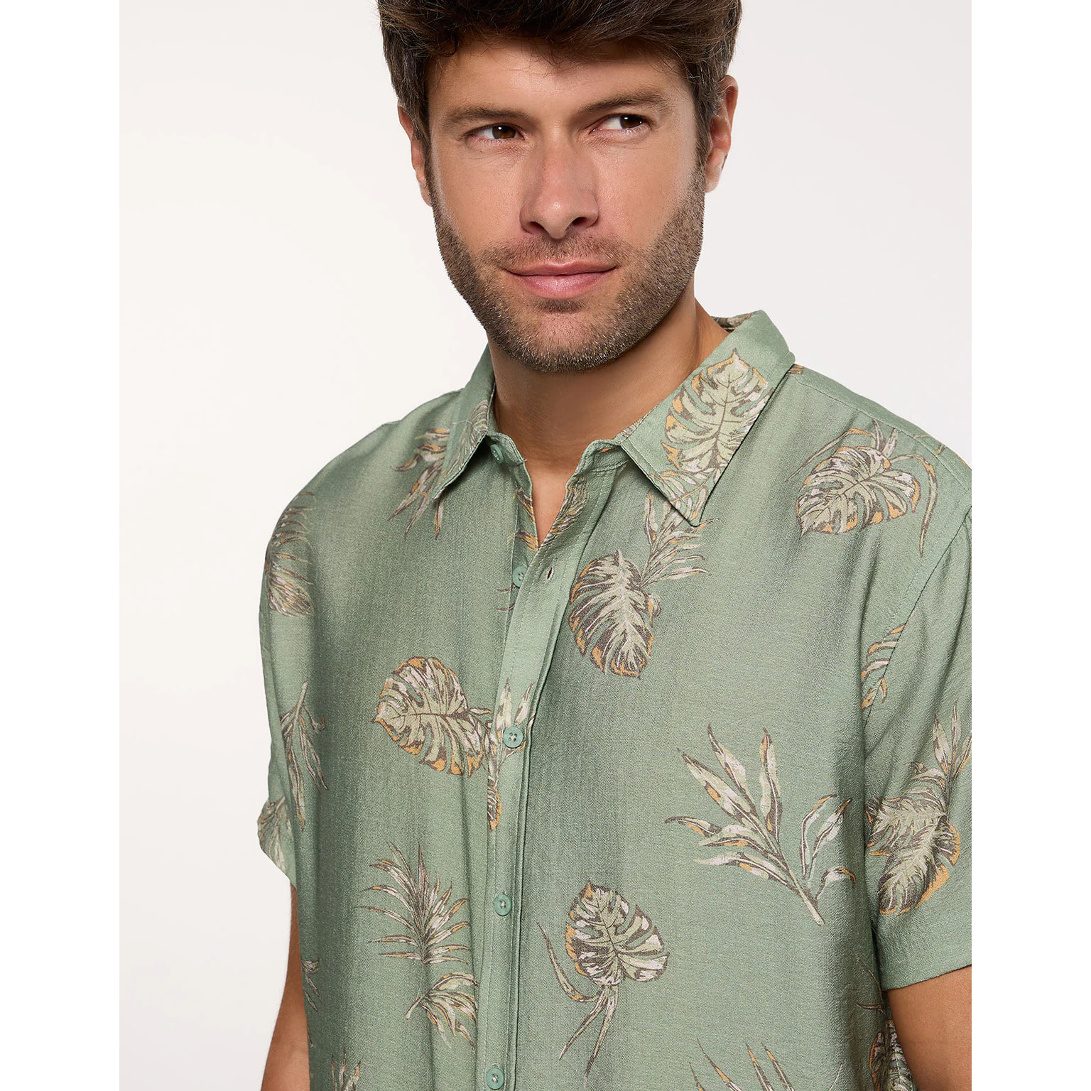 Camisa Manga Corta Caqui - Leavy