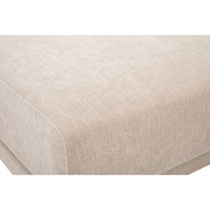Pouf repose pieds en tissu effet velours taupe et métal noir JERRY