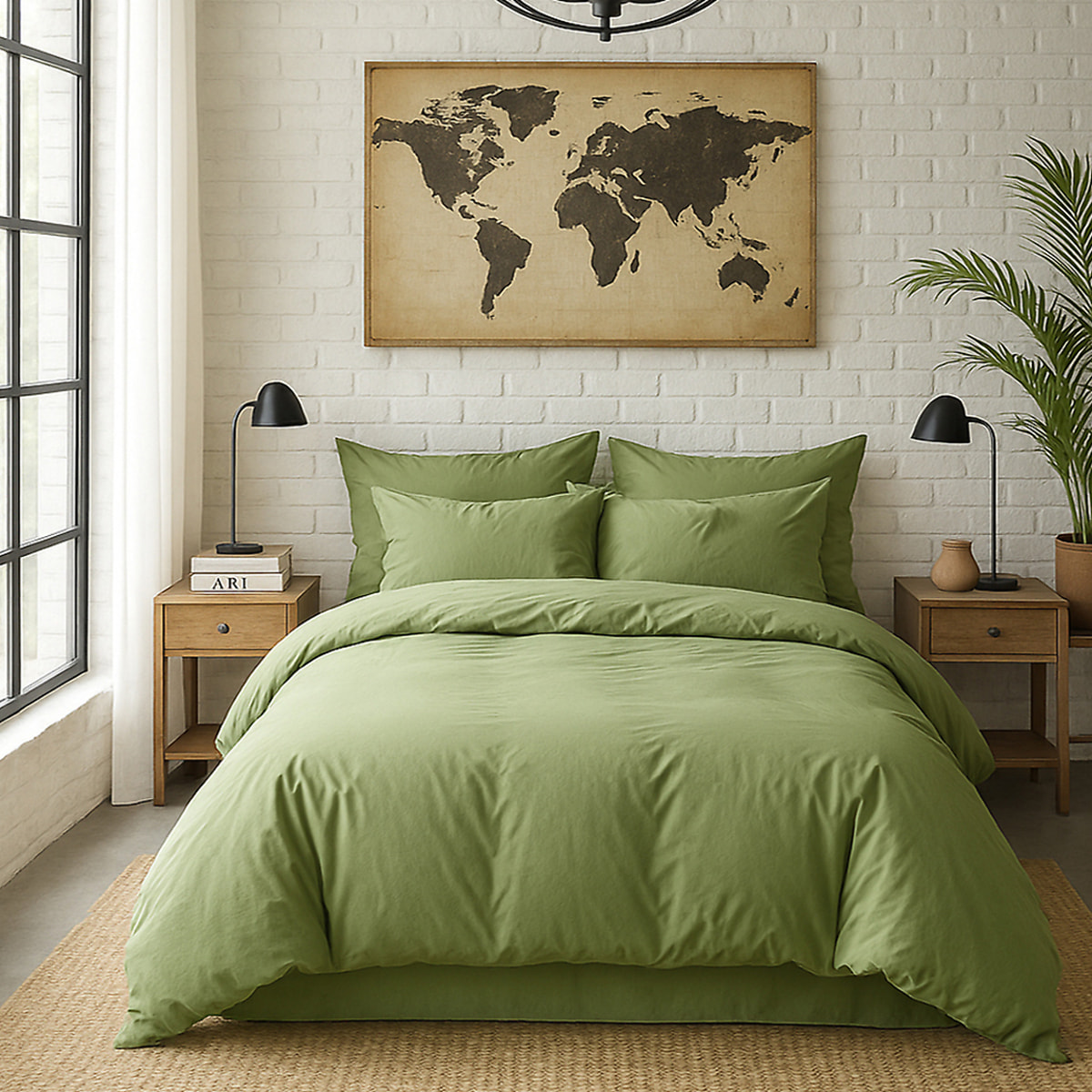 Drap Housse - Bonnet 30cm 100% Percale De Coton Lavé Vert D'eau