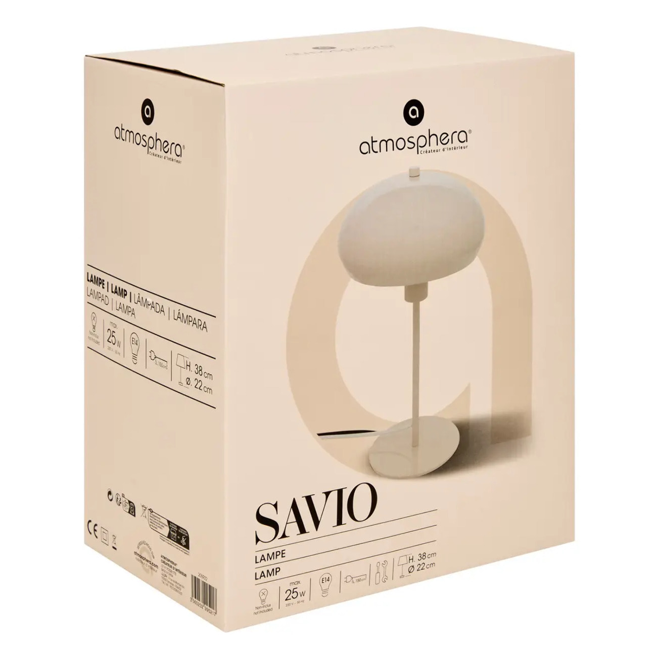 Lampe champignon à poser "Savio" beige H38cm