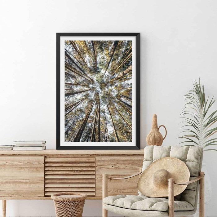 Affiche nature perspective des cîmes Affiche + cadre en bois - Noir