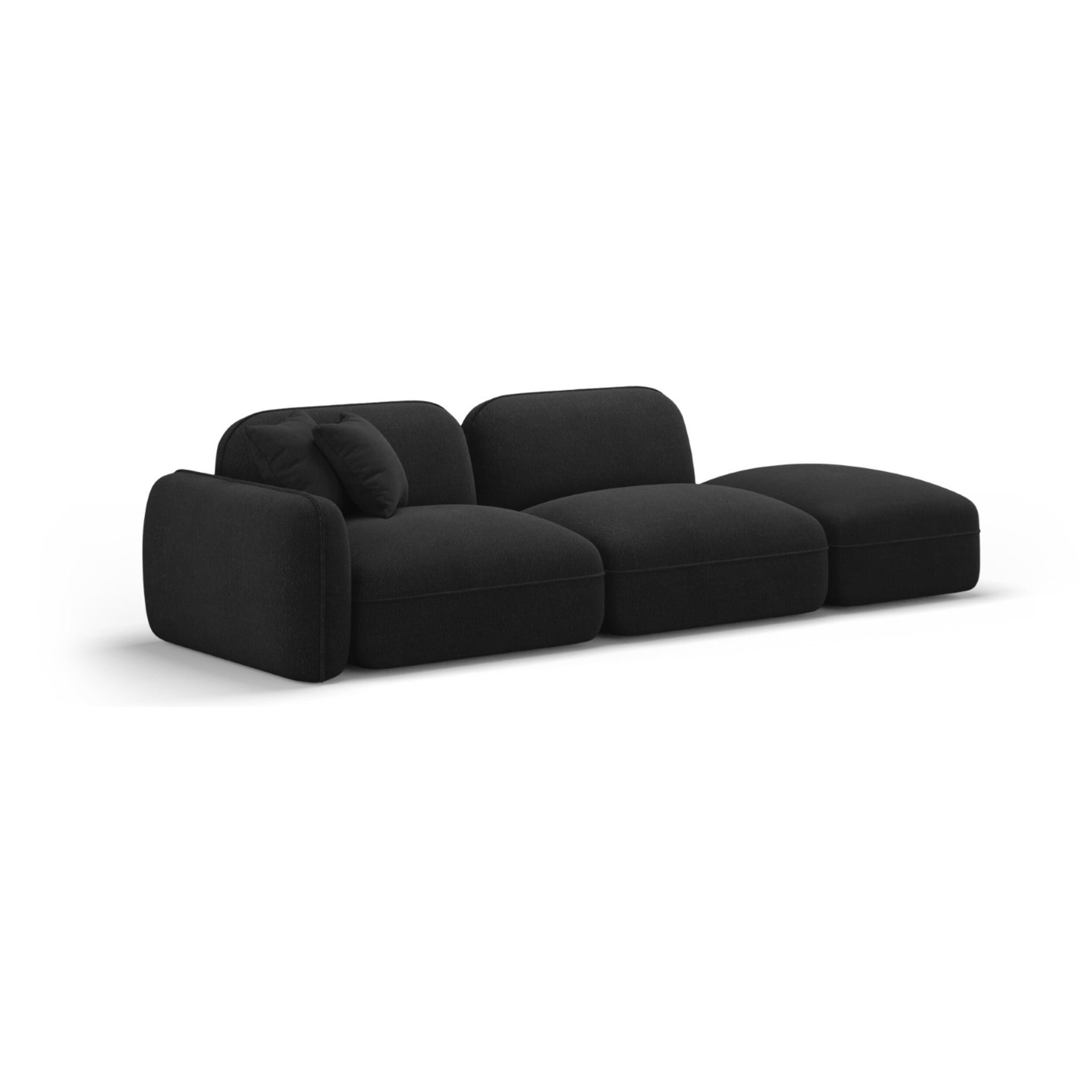 Canapé modulable droit "Lucien" 3 places en velours anthracite