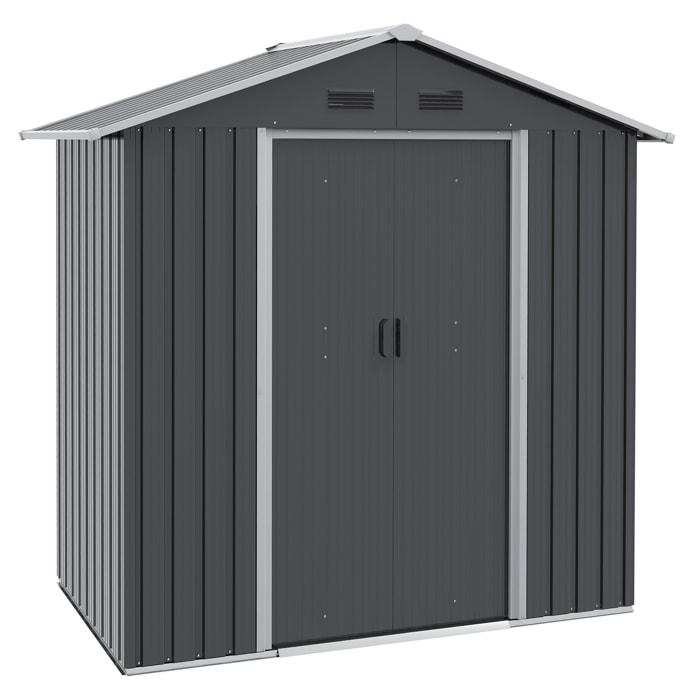 Abri de jardin - remise pour outils - cabanon porte verrouillable - dim. 194L x 110l x 184H cm - tôle d'acier anthracite