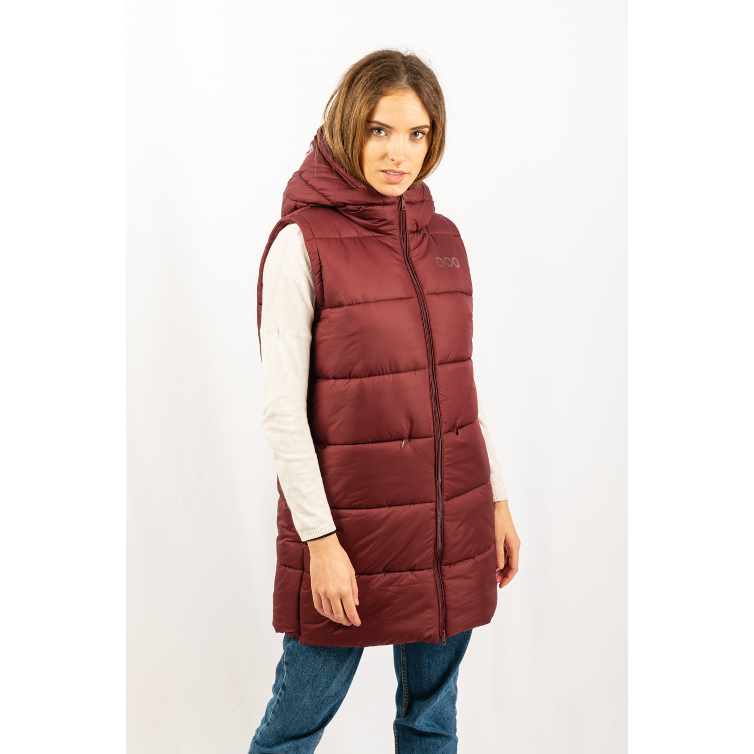 Chaleco para mujer ECOON Barcelona Long Vest - granate oscuro