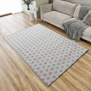 BARESA Alfombra geométrica con relieve en tonos crema y gris, varias medidas disponibles