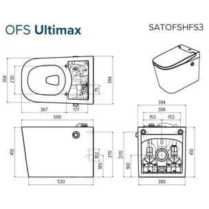 Ultimax WC hybride avec réservoir intégré et abattant frein de chute (SATOFSHFS3)