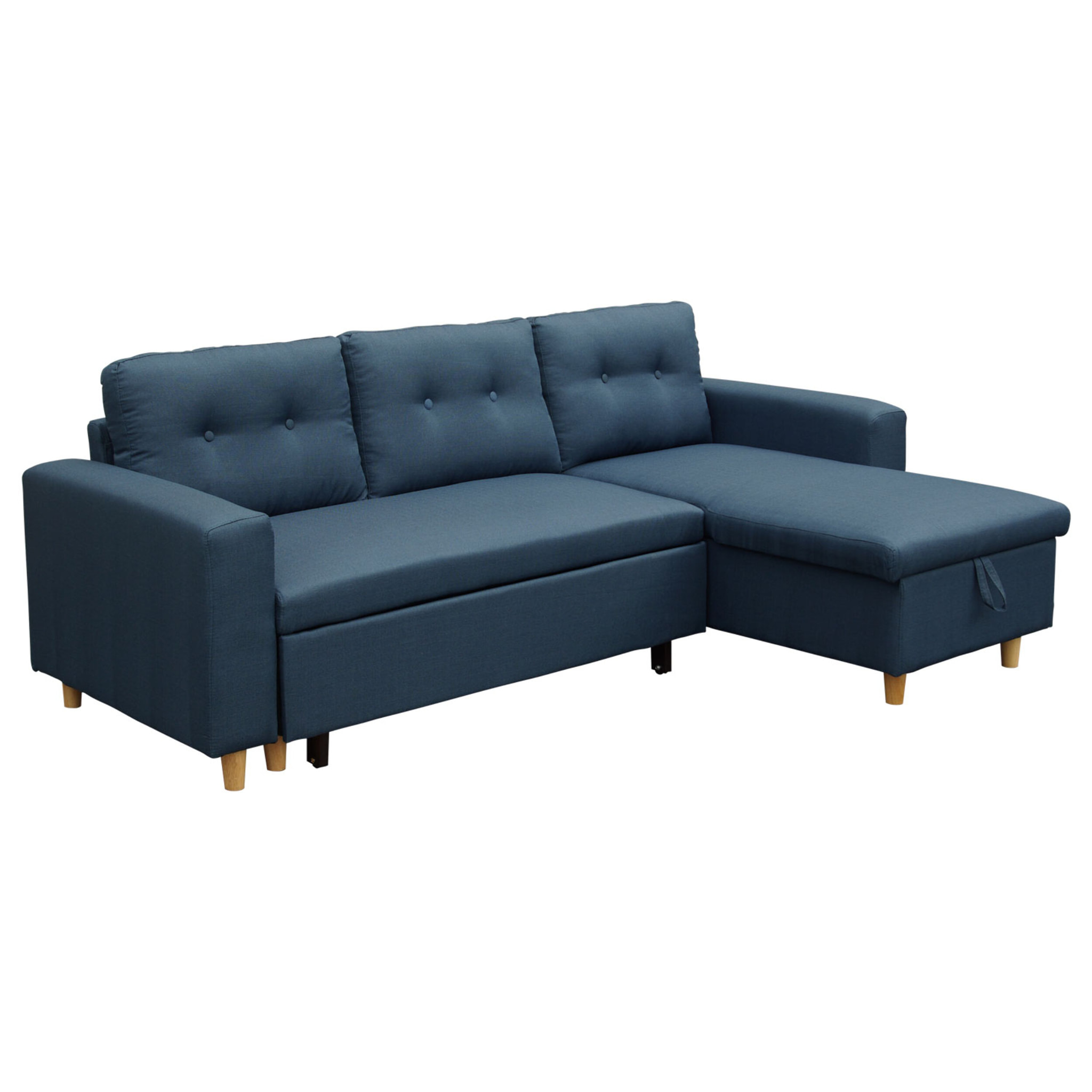 Canapé d'angle convertible WADE 3 places bleu