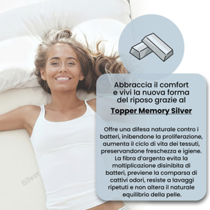 TOPPER MEMORY CON FODERA SILVER - Made in Italy