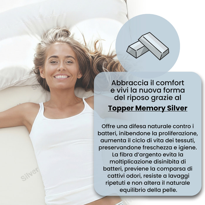 TOPPER MEMORY CON FODERA SILVER - Made in Italy