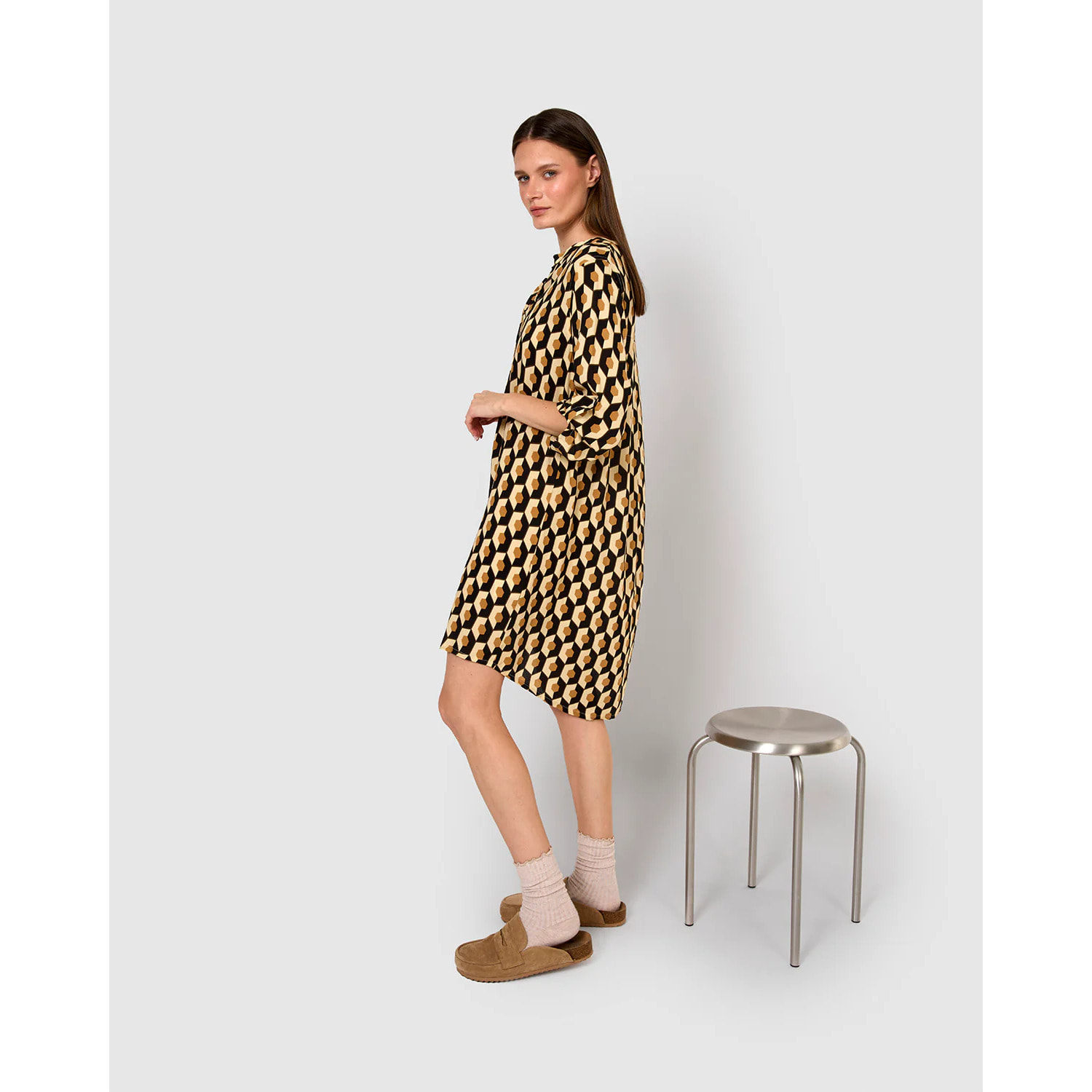 Vestido viscosa santorini beige