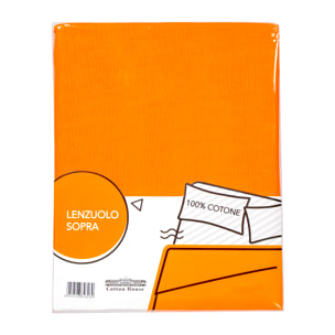 LENZUOLO SOPRA LETTO SINGOLO ARANCIO 100% COTONE