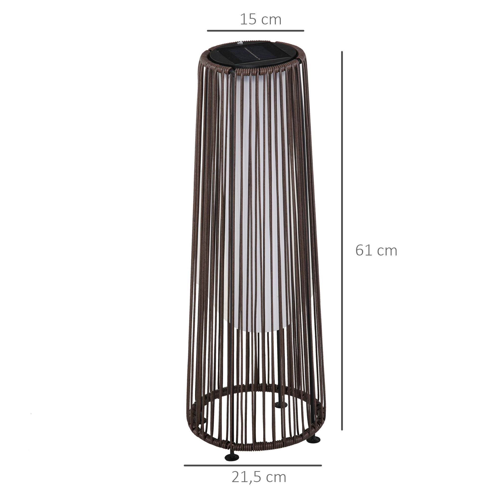 Lampadaire LED de jardin style colonial dim. Ø 21,5 x 61H cm résine tressée filaire chocolat