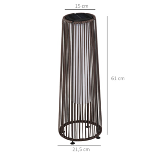 Lampadaire LED de jardin style colonial dim. Ø 21,5 x 61H cm résine tressée filaire chocolat