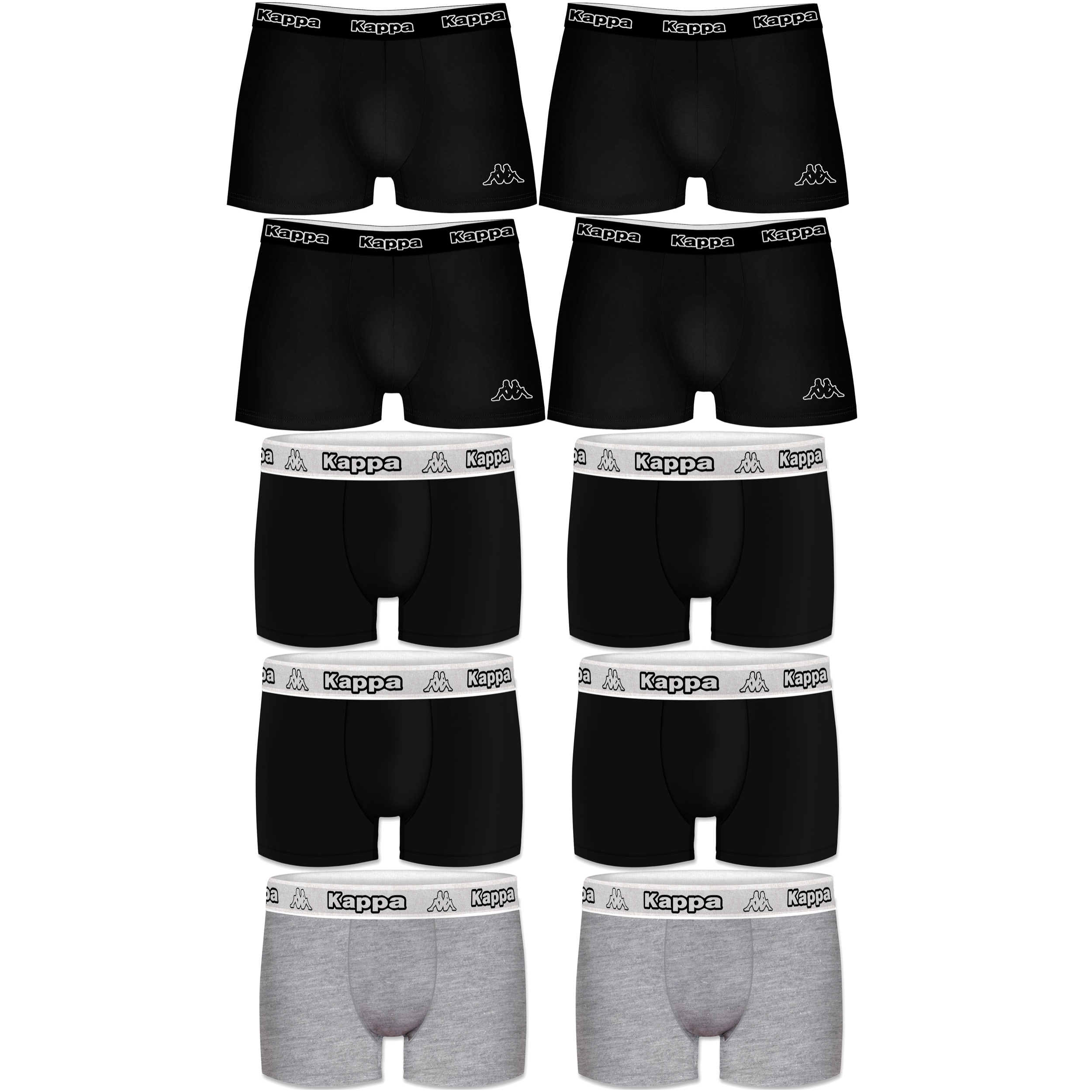 Pack 10 calzoncillos Kappa en color negro y gris para hombre