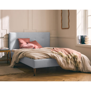 Monet - lit - 160x200 - sommier inclus - en tissu - Gris
