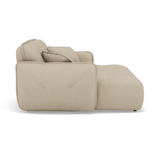 Thais - canapé droit 4 places avec double méridienne assise profonde en tissu texturé - Beige