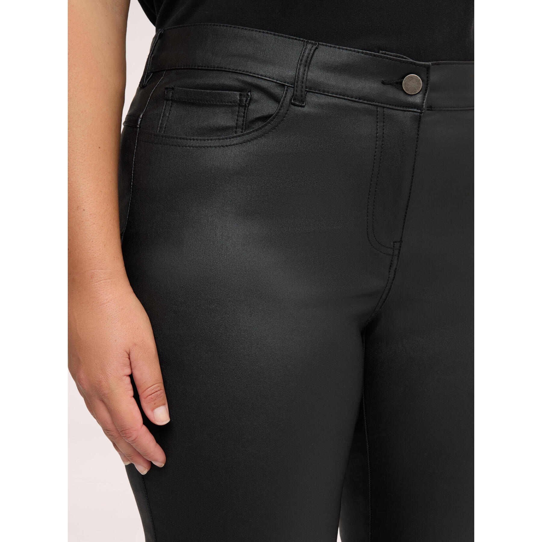 Fiorella Rubino - Pantalones skinny efecto engomado - Negro