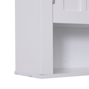 Armoire haute murale 2 portes 2 étagères niche blanc