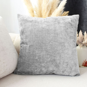 Coussin déhoussable en velours - Gris clair