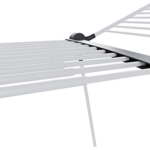 Stendibiancheria Estensibile Fino a 2 Metri Griglia Telescopica 30 M Stenditura Stendino Grande Con Ruote Richiudibile 218-300 x 55 x 126 cm Bianco