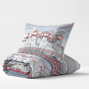 Parure copripiumino inverno polare rosso 100% cotone
