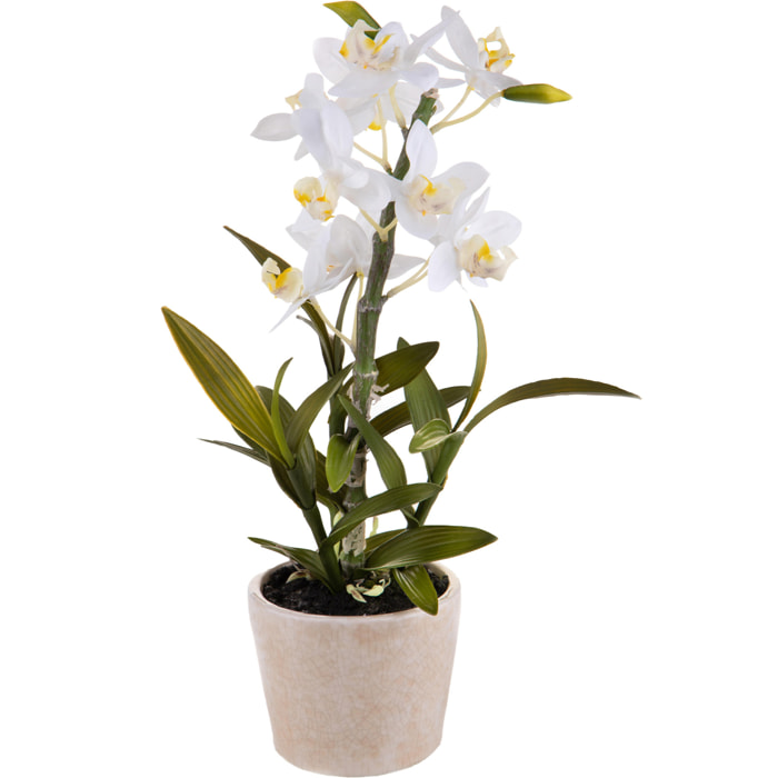 Orchidea Con Vaso. Altezza 43 Cm - Pezzi 1 - 20X43X18cm - Colore: Bianco - Bianchi Dino - Piante Artificiali