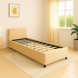 Lit coffre Colisée avec tête de lit | Robuste et confortable | Montage simple rapide | Velours Côtelé | beige