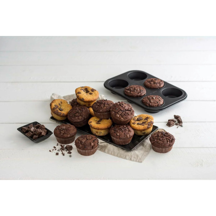 Moule à muffins 6 empreintes 28 x 19 cm Zenker Black Metallic