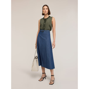 Motivi - Gonna a teli in chambray - Blu