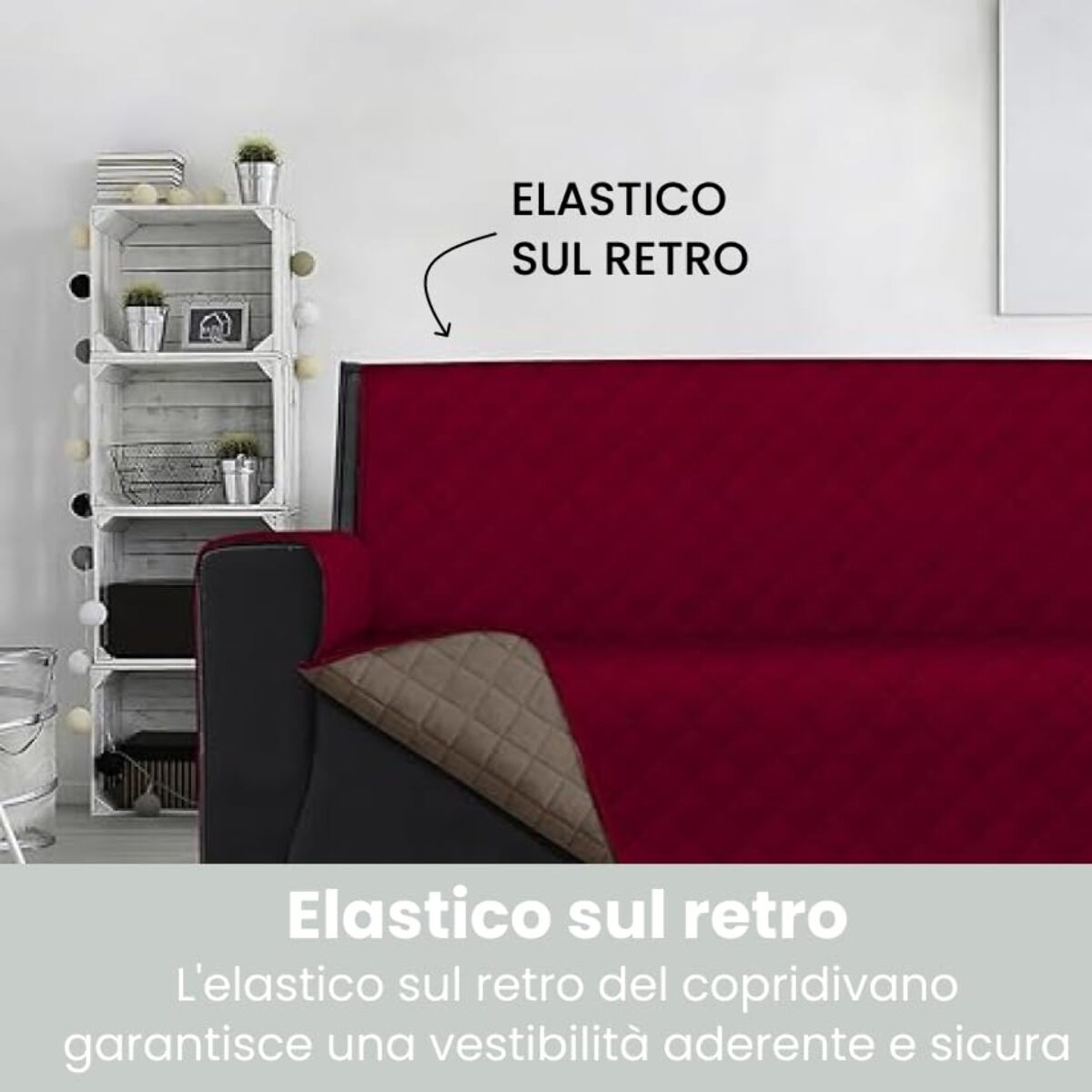INTRECCI Copridivano 2 Posti, Copridivano con Braccioli, Antimacchina, Elasticizzato, Telo Copridivano, Double Face, Impermeabile, Protegge da Macchie e Sporco, Facile da Lavare.