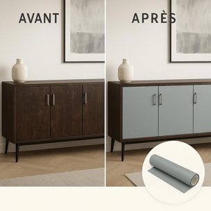 Rouleau adhésif décoratif Vinyle au Mètre - Gris tourterelle - Sticker Lavable Imperméable Mur Cuisine Meubles