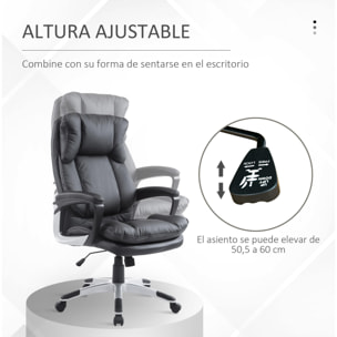 Silla de Oficina Ejecutiva Sillón Despacho Elevable Giratorio de Cuero Negro