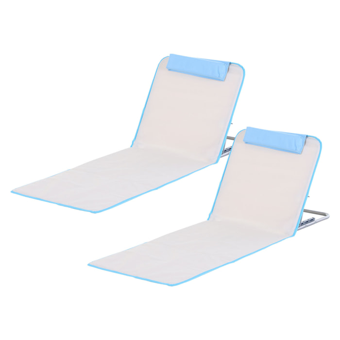 2 Esteras Para Playa de Acero PE 48x134x36-45 cm Crema