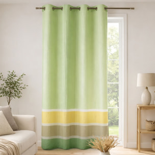 Voilage satiné rayures horizontales - Vert tilleul