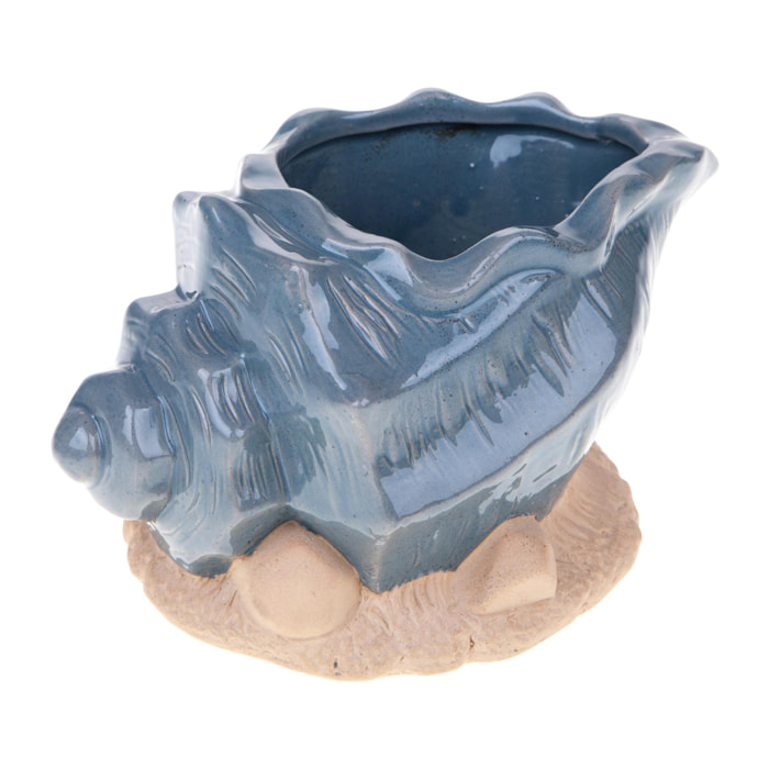 Vaso Conchiglia Con Base D.20Xh.11 Cm - Pezzi 2 - 19X11X14cm - Colore: Blu - Bianchi Dino - Decori Casa E Complementi