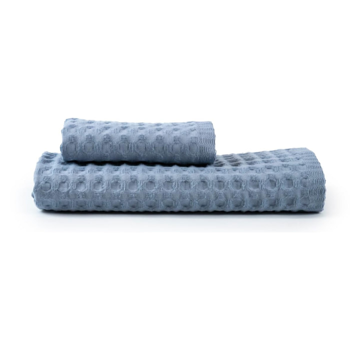 INTRECCI HOME Set Bagno Asciugamani Viso+Ospite, in Puro Cotone 300 g, Leggerezza e Praticità, con Lavorazione Nido d’Ape, Ideale per Asciugatura Rapida