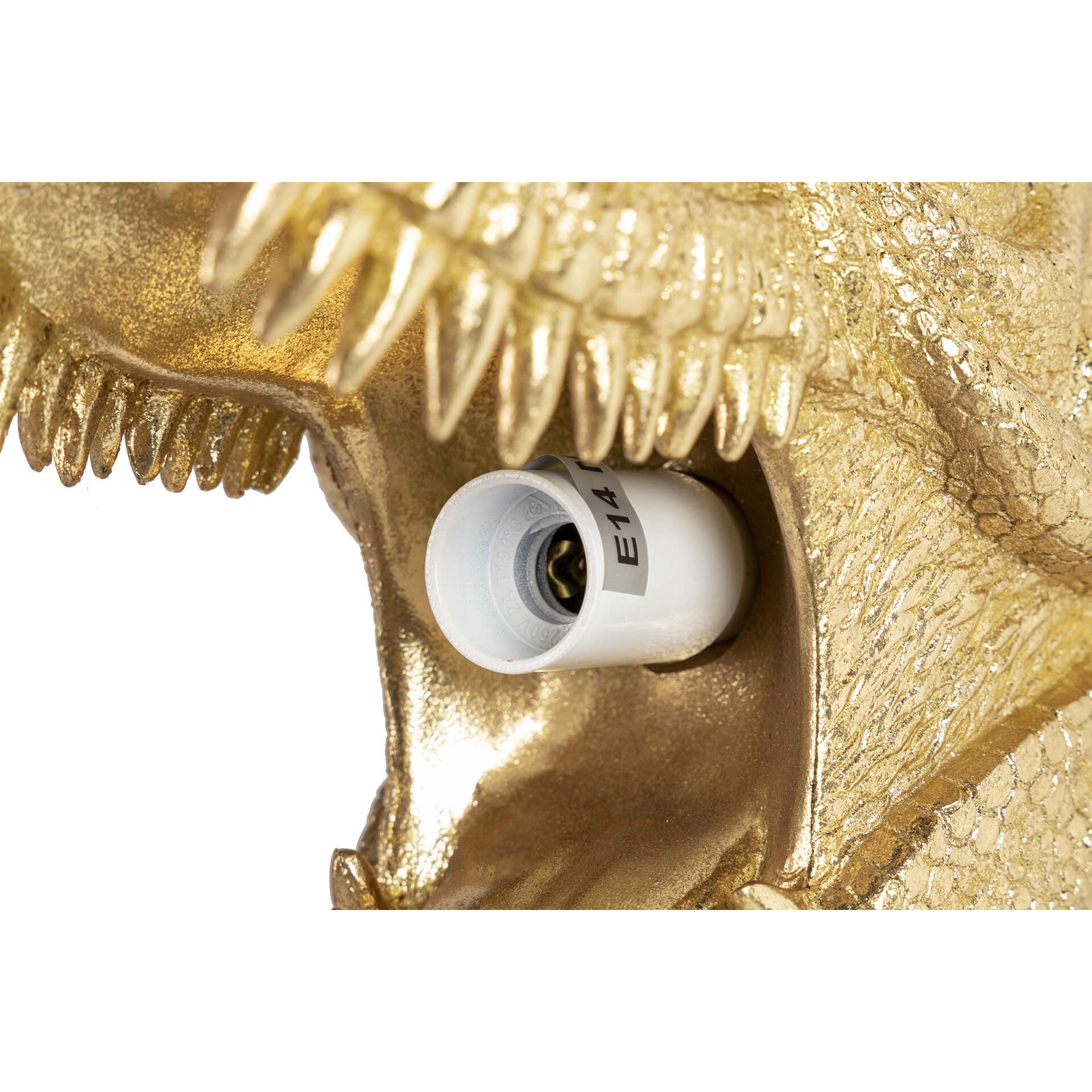 Aplique Pared T-rex Resina Dorado 26x14x26 Cm