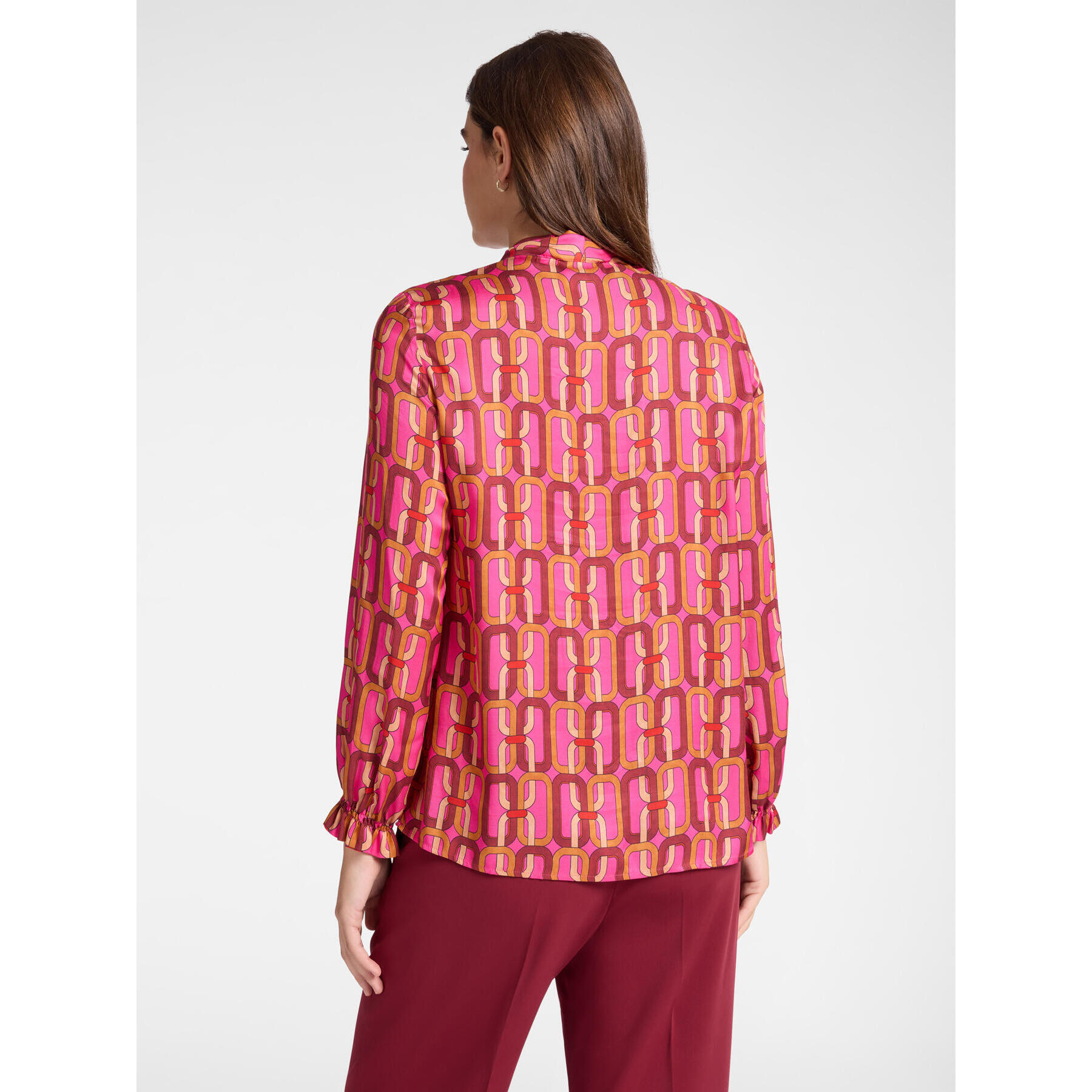 Elena Mirò - Blusa stampata con fusciacca - Fucsia