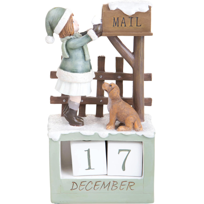 Calendario 22,5 Cm con Bimba e Cane - Pezzi 1 - Colore:Verde - Bianchi Dino - -