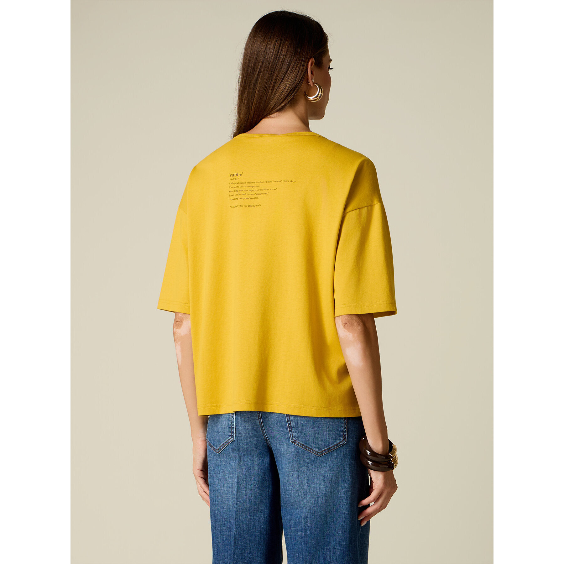 Oltre - Camiseta con bordado de letras - Amarillo