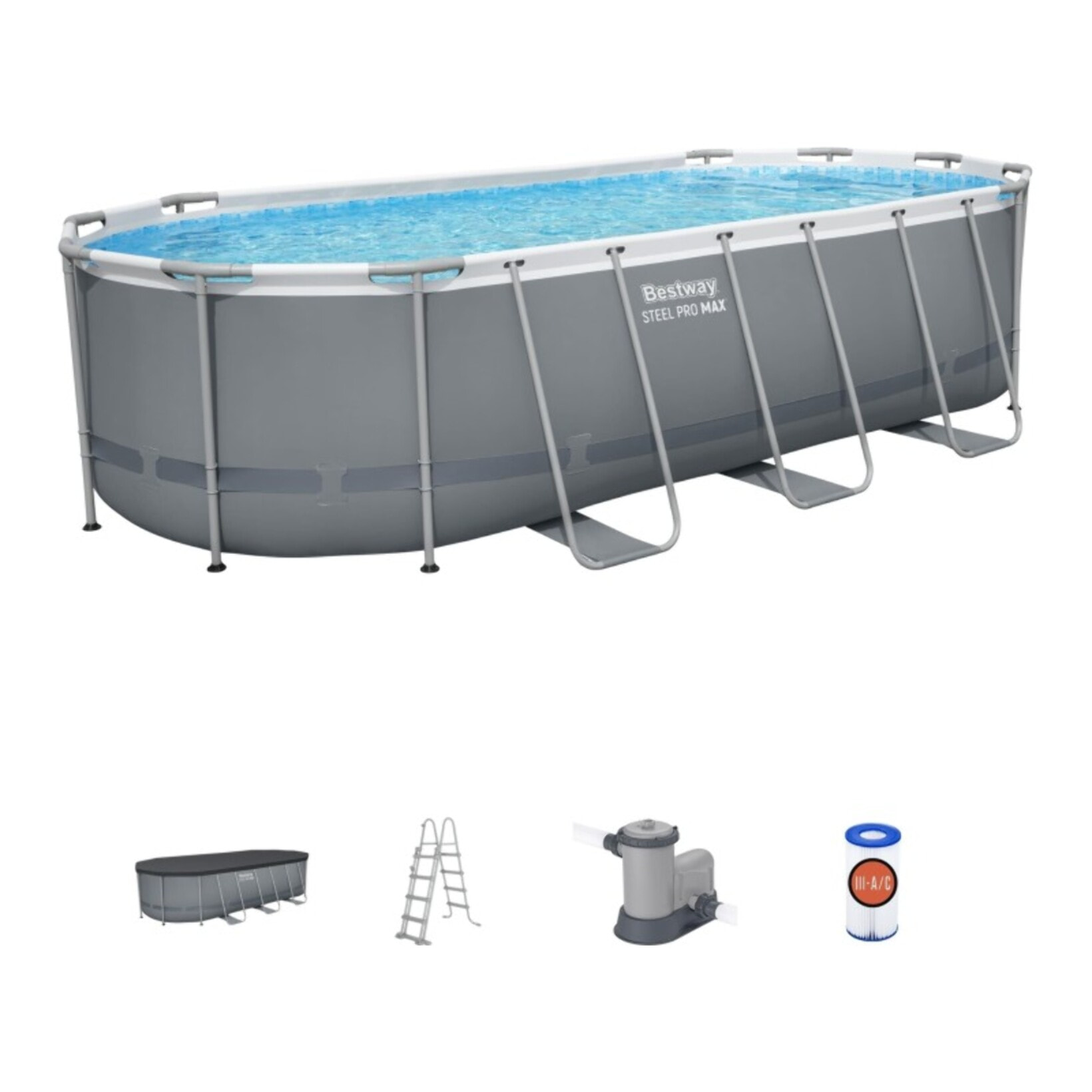 Bestway Piscine hors sol - Ovale - Power Steel - 549 x 274 x 122 cm - Avec accessoires