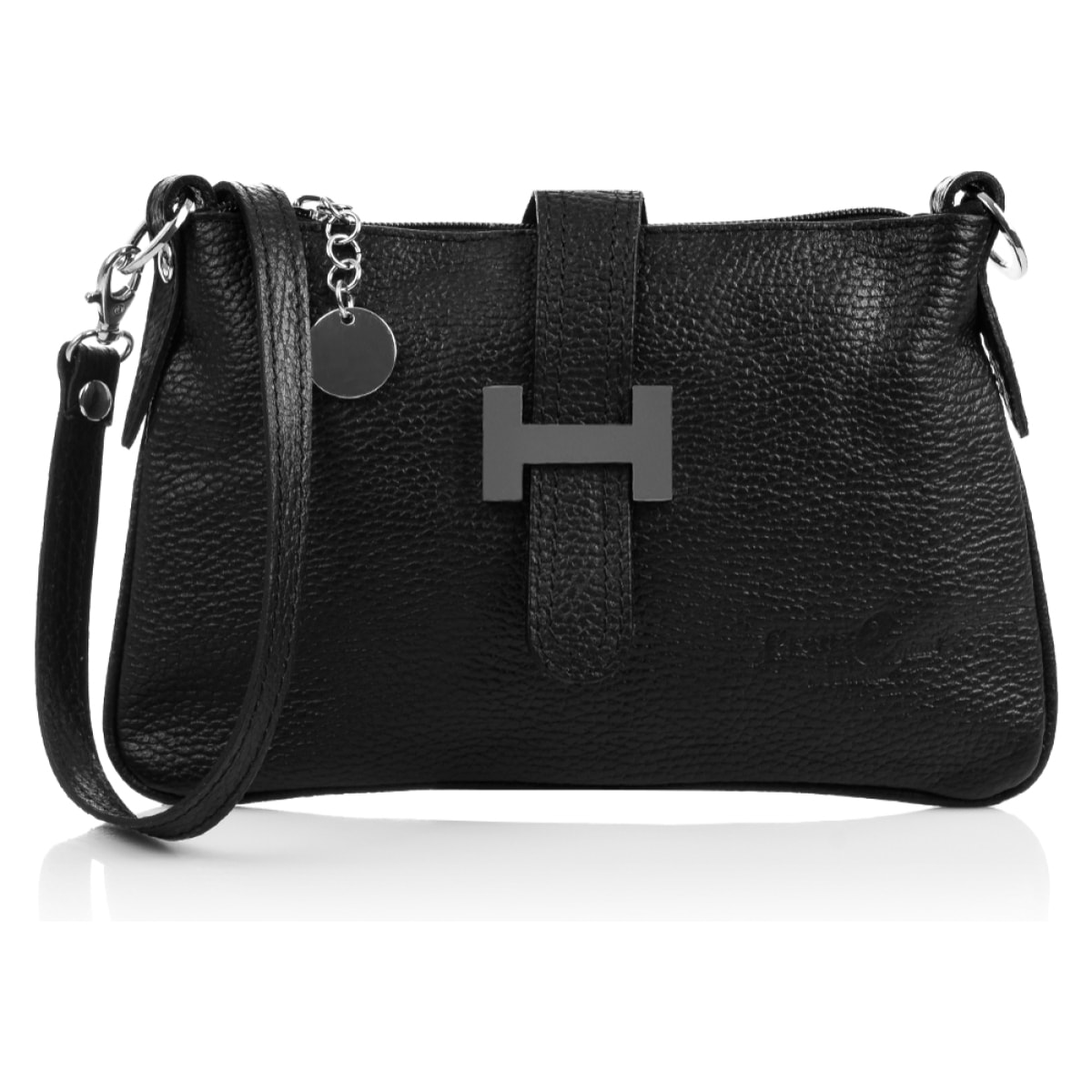 FIRENZE ARTEGIANI Borsa a Spalla da Donna Allerona. Vera Pelle Dollaro Made in Italy 24x2x14 Cm. Colore nero