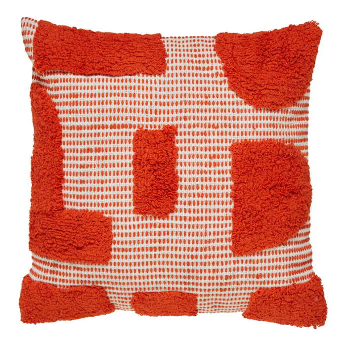 Coussin "Poppy" coton tufté orange 50x50cm