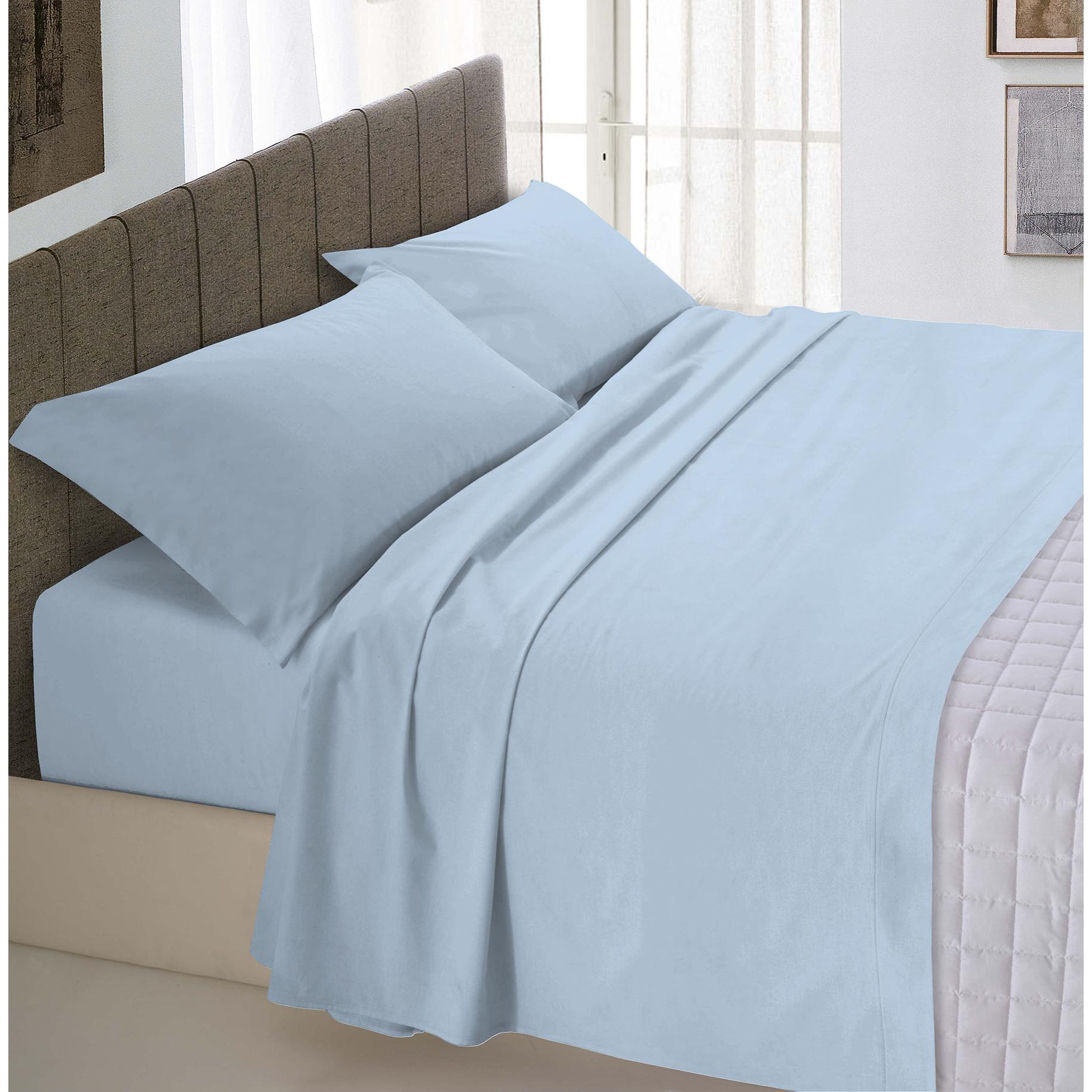 COMPLETO LETTO MAX COLOR MADE IN ITALY COTONE- AZZURRO MATRIMONIALE