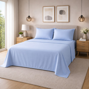 HERMET Completo Letto Matrimoniale in 100% Cotone zerObed_Olympia_Cielo